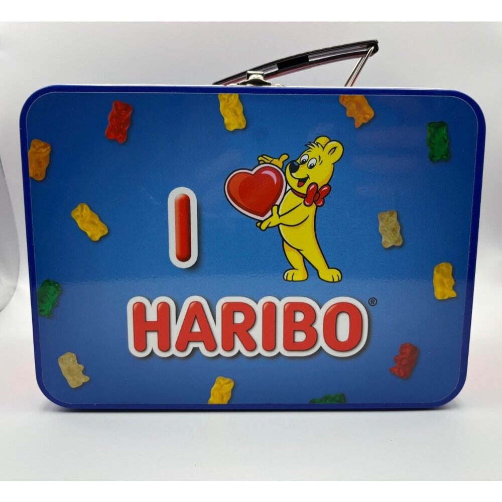 I Love Haribo Blue & Red Metal Tin Lunchbox Decorative Storage Box